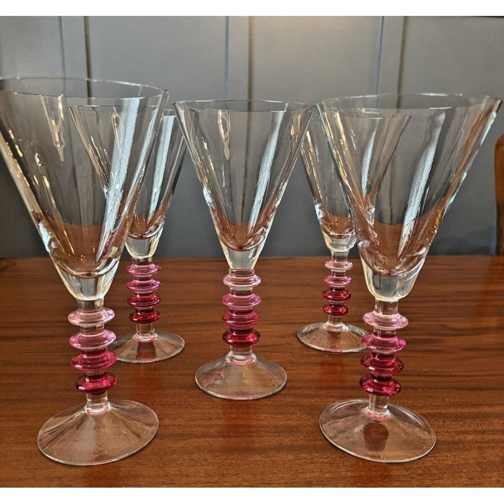 Pier 1 Martini Glass‎ Pink Ombre Rings Cocktail Set of 5 Cosmopolitan Valentine
